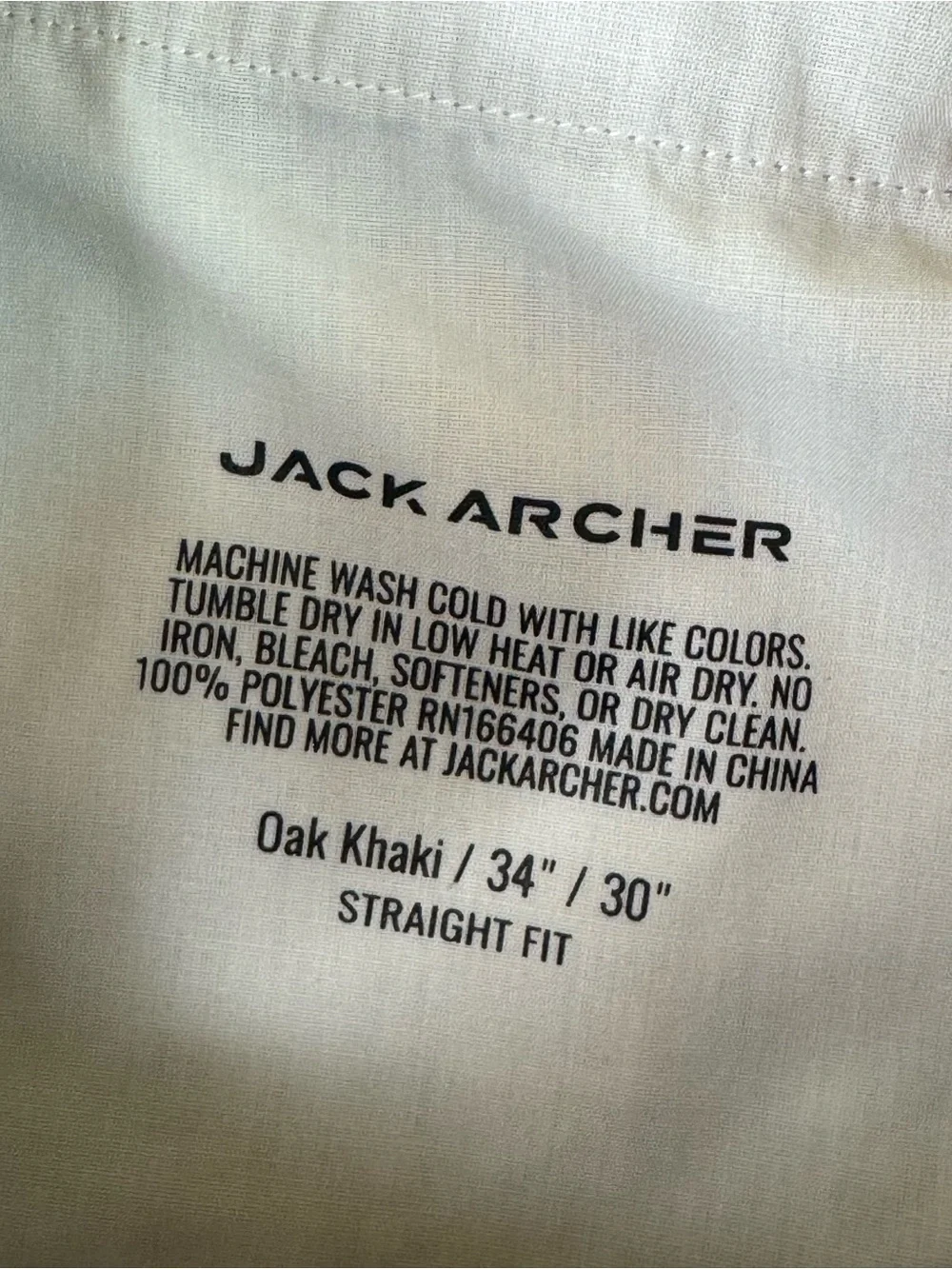 Jack Archer Jetsetter Tech Pants Straight Fit Oak Khaki Men's Size 34x30